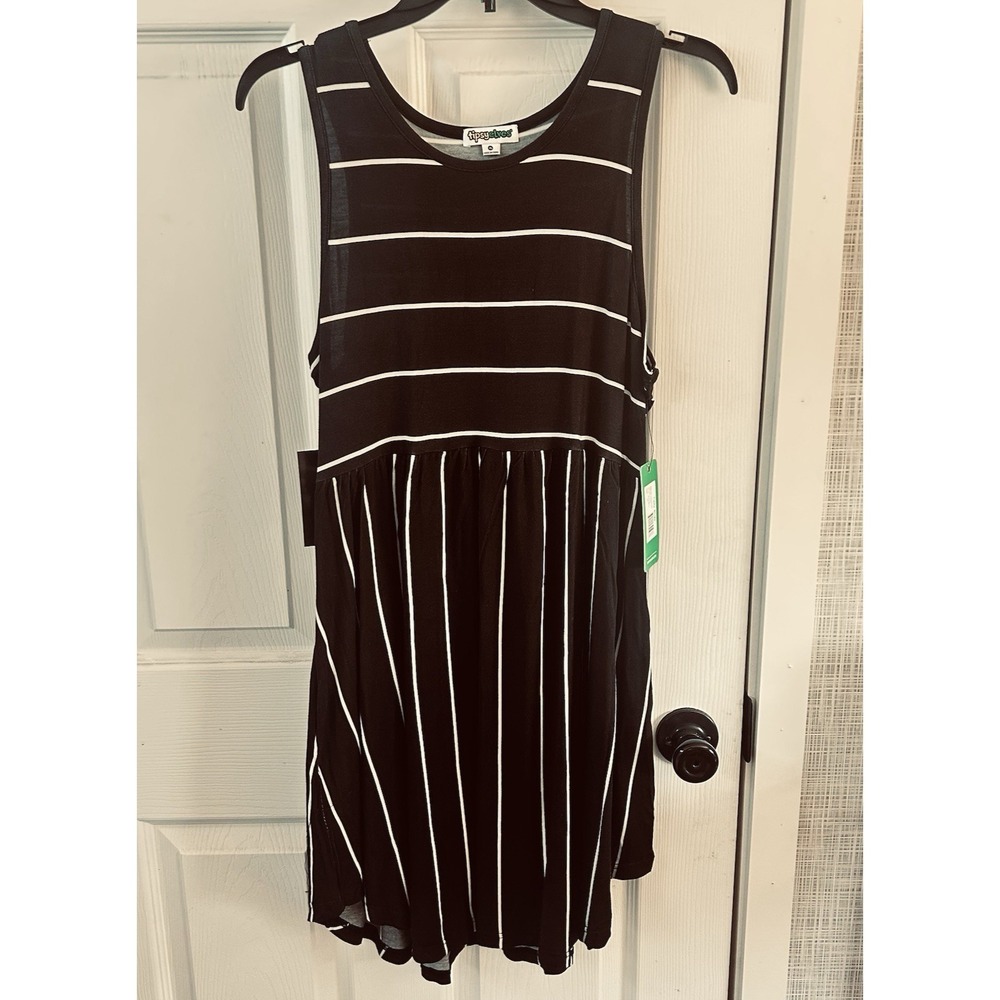 Tipsy Elves Women's XL NEW Summer‎ Stripes Tank Dress Sleeveless Black AAA